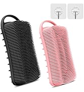 YEALIFE Silicone Body Scrubber, 2 in 1 Body Brush & Hair Scalp Brush for Shower and Bath, Easy Cl...