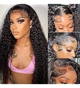 htsly 5x5 HD Lace Closure Wigs Human Hair 5x5 Water Wave Lace Front Wigs for Black Women 180 Dens...