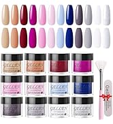 Gellen Dip Powder Nail Kit Starter - 12 Colors Dip Powder Kit, Hot Pink Royal Blue Dip Nails, All...