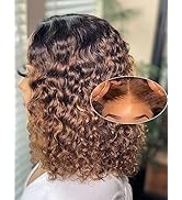 12 Inch Highlight Blonde Wear and Go Glueless Curly Bob Wig Human Hair Pre Plucked,Water Wave No ...