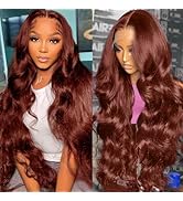 32 Inch Reddish Brown Wig Human Hair 13x6 HD Reddish Brown Body Wave Lace Front Wigs Human Hair T...