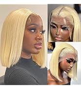 12 Inch 613 Bob Wig Human Hair 13x4 Blonde Lace Front Wigs Human Hair Bob 180% Density Blonde 613...