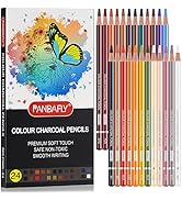 PANDAFLY Professional Colored Charcoal Pencils Drawing Set, Skin Tone Colored Pencils, Pastel Cha...