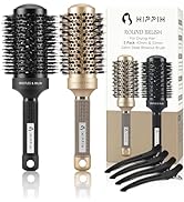 Round Brush for Blow Drying 2PCS, HIPPIH Thermal Hair Brush, Ceramic & Ionic Tech Hair Brushes fo...