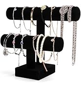 ShellKingdom Jewelry Display, 2 Tier Jewelry Holder for Necklace Bracelet Watch Display, Table To...