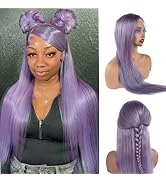Purple Human Hair Wigs 13x4 HD Transparent Lace Front Lilac Wig Human Hair 150% Density Light Pur...