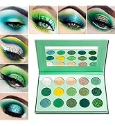 Green Eyeshadow Palette Matte Glitter,Afflano Highly Pigmented Pro Makeup Palettes Eye shadow for...