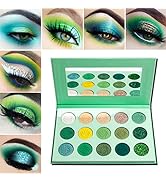 Green Eyeshadow Palette Green Glitter Eyeshadow Highly Pigmented, Afflano Forest Emerald Green Ch...