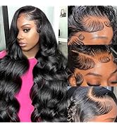 Yilike 13x6 Body Wave Lace Front Wigs Human Hair Pre Plucked Glueless Wigs Human Hair 180% Densit...