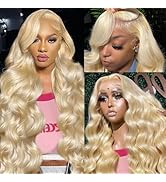 MUXFILLA 613 13x6 Lace Front Wig Human Hair 30 Inch Blonde Wig Human Hair 200% Density Body Wave ...