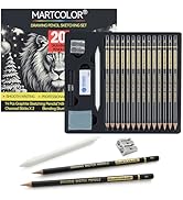MARTCOLOR Drawing Sketching Pencil Set, 20 Pieces, Graphite Pencils (14B-4H), Charcoal Sticks, St...
