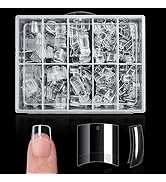 Buqikma 500PCS Short Nail Tips for Acrylic Nails - Clear False Nail Tips Short Artificial Tips fo...