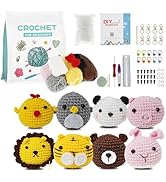 AREMOD Crochet Kit for Beginners, 8PCS Crocheting Animals Kits Yarn Crochet Hook Set with Step-by...