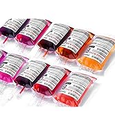 WYNK Blood Bags for Drinks, 10 IV Bags for Halloween Party Decoration, Reusable Drink Pouch for L...