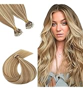 TESSHAIR 16 Inch Nano Bead Hair Extensions Human Hair, Nano Ring Hair Extension 100% Real Human H...