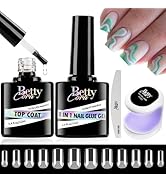Nail Tips Glue Gel Kit - BettyCora Gel x Nail Kit 8 in 1 Nail Glue Gel Top Coat, Soft Gel Nail Ti...