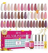 Arousar Nail Gel Polish Kit 28PCS, 22 Colors Nude Pink Brown All Seasons Collection Gel Polish Na...