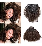 Anrosa Kinkys Curly Clip in Hair Extensions Human Hair 3C 4A Afro Kinky Curly Clip ins Natural Ha...