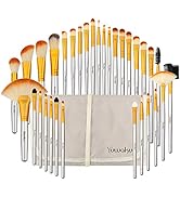 Champagne Makeup Brushes Set, Yuwaku Silver Foundation Powder Blush Eyeshadow Brushes Blending 32...