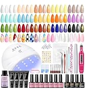 Gel Nail Polish Kit with U V Light and Drill 16PC Nail Polish 4PC Poly Nail Gel Summer Colors 3PC...