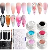 Fcozpjk Ombre Gel Nail Polish Kit, 6PCS Colorful Painting Nail Gel Black White Pink Paint Gel for...