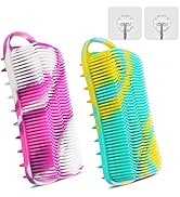 YEALIFE Silicone Body Scrubber, 2 in 1 Body Brush & Hair Scalp Brush for Shower and Bath, Easy Cl...