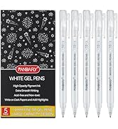 PANDAFLY White Gel Pens, 1mm Fine Point Gel Ink Pen for Art Highlight & Artists Drawing, Opaque A...