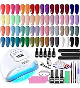 JODSONE Gel Nail Polish Kit with U V Light 32 Colors Gel Polish Nail Kit Soak Off Gel Nail Set Ma...
