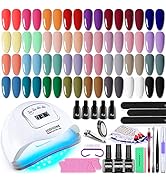 JODSONE Gel Nail Polish Kit with U V Light 32 Colors Gel Polish Nail Kit Soak Off Gel Nail Set Ma...