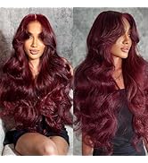 99j Burgundy Lace Front Wigs Human Hair Pre Plucked 13x6 Lace Frontal Human Hair Wigs for Black W...