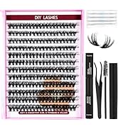 Lash Extension Kit, DIY Lash Clusters 240 PCS Fluffy Volume Individual Lashes, 40D 9-16MIX with L...