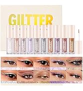 BestLand 10 Colors Liquid Glitter Eyeliner Metallic Shimmer Glitter Eyeshadow Pigment Eyebrown Sh...