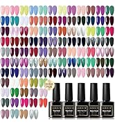 eodci 103 Colors Gel Nail Polish Set, Multi-Colored Gel Polish With 5 Pcs Base Coat Glossy Matte ...