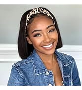 mmiQus Headband Wig Human Hair Straight Human Hair Headband Wigs for Women Glueless None Lace Fro...