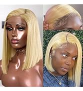 Blonde Bob Wig Human Hair 13x6 Colored Bob Lace Front Wig Human Hair for Black Women Side Part HD...