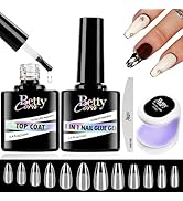 Gel Tips Nail Kit - BettyCora Gel x Nail Glue 8 in 1 Gel Glue for Nails, Almond Coffin Nail Tips ...