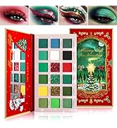 Afflano Green Eyeshadow Palette St Patricks Day Makeup, Multichrome Red Green Eyeshadow Palette H...