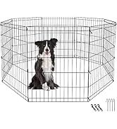Epetlover 8 Panel 30 Inch Foldable Metal Exercise Dog Playpen, Wire Pet Play Pen Crate Indoor Out...
