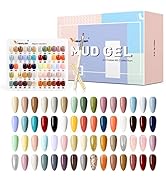 VENALISA 60 Colors Mud Gel Paint Nail Kit with Color Card Painting Drawing Nail Brush,Gel Nail Po...
