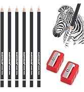 MARTCOLOR Professional Eraser Pencil Set, 6pc Eraser Pencils and 2pc Sharpener, Erasing Small Det...