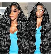 Dewyigs 13x6 Body Wave Lace Front Wigs Human Hair Pre Plucked 180 Density HD Transparent Lace Fro...