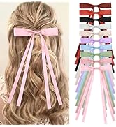 Vodolo Hair Bows for Women,10 PCS Large Bow Hair Clips Tassel Ribbon Bowknot With Long Tail,Ribbo...
