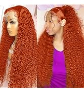ALSZIQIHR Ginger Orange Water Wave Lace Front Wigs Human Hair Colored 13x4 HD Transparent Lace Fr...
