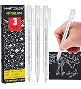 MARTCOLOR White Gel Pens, 05/08/10mm Assorted Tip Opaque Archival Ink Pen for Journaling, Art, or...