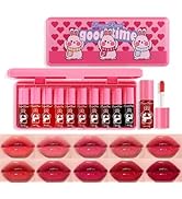 10 Colors Lip Tint Stain Set, Korean Lip Gloss Watery Lip Stain Moisturizing Mini Liquid Lipstick...