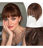EMMOR 10 Inch Clip in Bangs, 100% Human Hair Bangs Hair Clip with 3 Secure Clips, 360°Cover Top H...