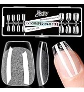 BettyCora Short Nail Tips, 240Pcs Extra Coffin Nails Half Matte Soft Gel False Nails for Acrylic ...