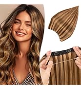 TESSHAIR Halo Hair Extensions Straight, 100% Real Human Hair, Invisible Wire Extensions for Women...