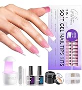 Gellen Pink Press on Nails Kit - Long Square French Tips Press on Nails 240pcs Soft Gel Nails, In...