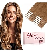 TESSHAIR Human Hair Tape in Extensions,Double Stitched Remy Human Hair Extensions Tape ins,No Tan...
